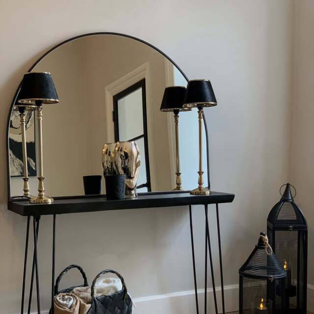 Liberty - Black Wide Arched Metal Overmantle Mirror 120cm x 90cm - image 1
