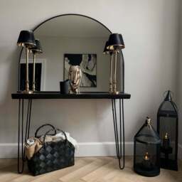 Liberty - Black Wide Arched Metal Overmantle Mirror 120cm x 90cm - thumbnail 2