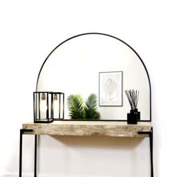 Liberty - Black Wide Arched Metal Overmantle Mirror 120cm x 90cm - thumbnail 4