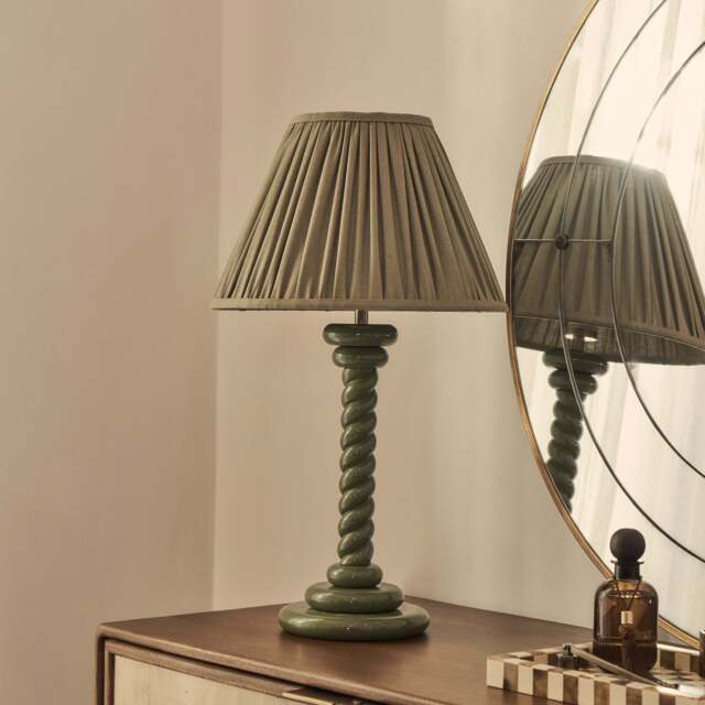 Cordelia - Olive Green Pleated Shade Table Lamp - image 1
