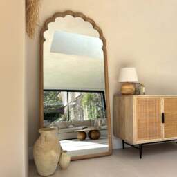 Safi - Full Length Large Arched Warm Wood Mirror 190cm x 90cm