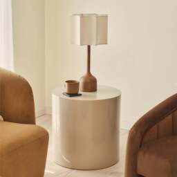 Rivington - High Gloss Ivory Round Side Table - thumbnail 1