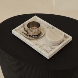 Travara - White Marble Large Rectangular Decorative Tray - thumbnail 5