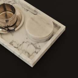 Travara - White Marble Large Rectangular Decorative Tray - thumbnail 4