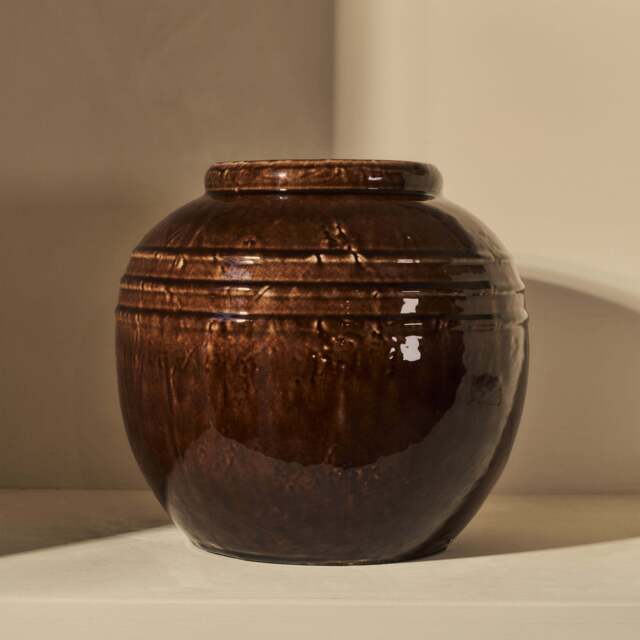 Cyra - Large Chocolate Gloss Ceramic Vase - image 1