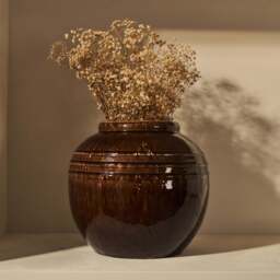 Cyra - Large Chocolate Gloss Ceramic Vase - thumbnail 2