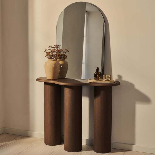 Savanna - Large Dark Wood Curved Wooden Console Table - image 1