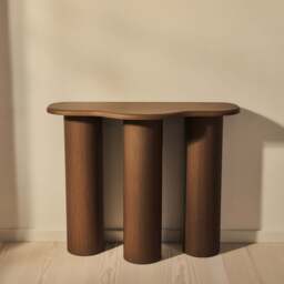 Savanna - Large Dark Wood Curved Wooden Console Table - thumbnail 3