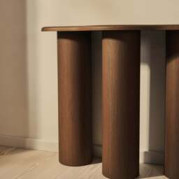 Savanna - Large Dark Wood Curved Wooden Console Table - thumbnail 5