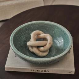 Portera - Coral Blue Gloss Ceramic Decorative Bowl - thumbnail 2