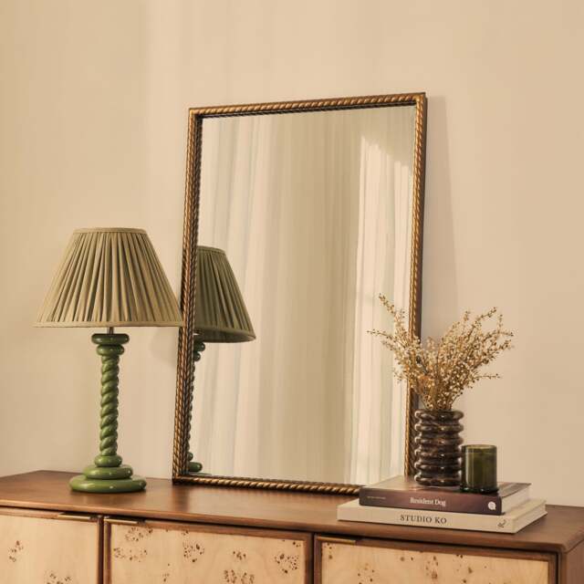 Corra - Antique Bronze Rope Twist Metal Overmantle Mirror 90cm x 60cm - image 1