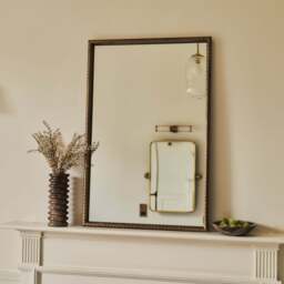 Corra - Antique Bronze Rope Twist Metal Overmantle Mirror 90cm x 60cm - thumbnail 3