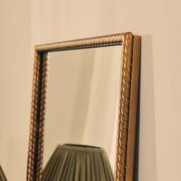 Corra - Antique Bronze Rope Twist Metal Overmantle Mirror 90cm x 60cm - thumbnail 5