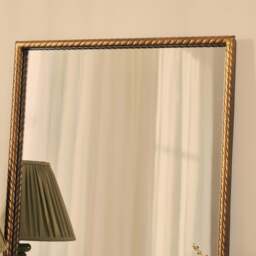 Corra - Antique Bronze Rope Twist Metal Overmantle Mirror 90cm x 60cm - thumbnail 6