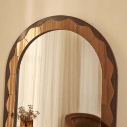 Mirella - Full Length Dark Wood Arched Wooden Mirror 182cm x 105cm - thumbnail 6