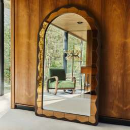 Mirella - Full Length Dark Wood Arched Wooden Mirror 182cm x 105cm - thumbnail 3
