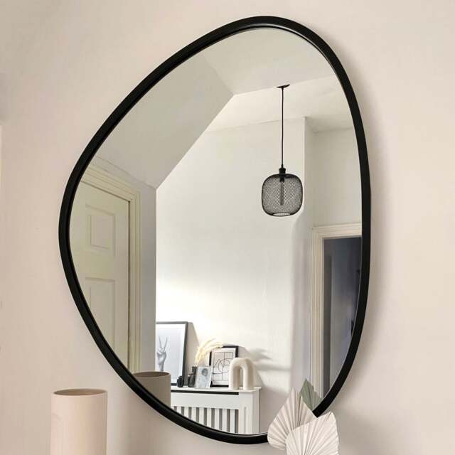 Pebble - Large Black Irregular Metal Wall Mirror 110cm x 90cm - image 1