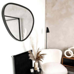 Pebble - Large Black Irregular Metal Wall Mirror 110cm x 90cm - thumbnail 3