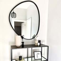 Pebble - Large Black Irregular Metal Wall Mirror 110cm x 90cm - thumbnail 2