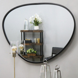 Pebble - Large Black Irregular Metal Wall Mirror 110cm x 90cm - thumbnail 4