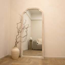 Elena - Full Length White Washed Wood Arched Mirror 170cm x 75cm - thumbnail 3