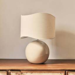 Olera - Beige Gloss Ceramic Wave Shade Table Lamp - thumbnail 2