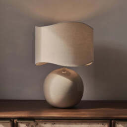 Olera - Beige Gloss Ceramic Wave Shade Table Lamp - thumbnail 3