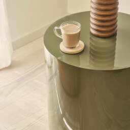 Rivington - High Gloss Olive Green Round Side Table - thumbnail 2