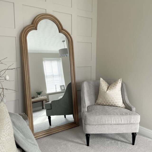 Melilla - Washed Wood Arched Full Length Mirror 170cm x 80cm - image 1