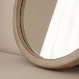 Arden - Concrete Round Wooden Wall Mirror 40cm x 40cm - thumbnail 6