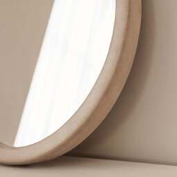 Arden - Concrete Round Wooden Wall Mirror 40cm x 40cm - thumbnail 2