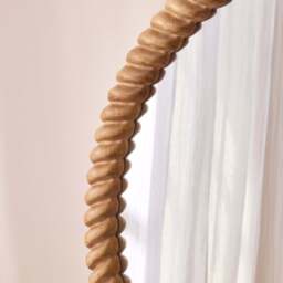 Cordelia - Light Wood Rope Twist Round Wall Mirror 80cm x 80cm - thumbnail 2