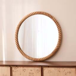 Cordelia - Light Wood Rope Twist Round Wall Mirror 80cm x 80cm - thumbnail 3