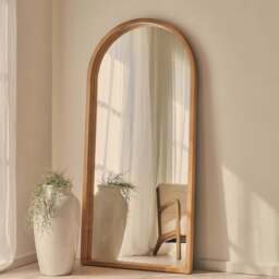 Lilia - Full Length Warm Wood Arched Wooden Mirror 170cm x 80cm - thumbnail 1