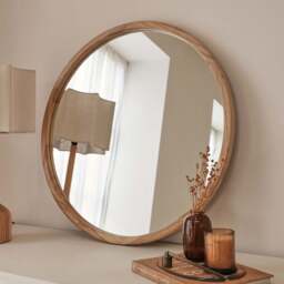 Arden - Light Wood Round Wooden Wall Mirror 70cm x 70cm - thumbnail 4