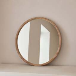 Arden - Light Wood Round Wooden Wall Mirror 70cm x 70cm - thumbnail 2