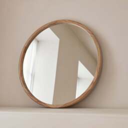 Arden - Light Wood Round Wooden Wall Mirror 70cm x 70cm - thumbnail 6