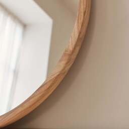 Arden - Light Wood Round Wooden Wall Mirror 70cm x 70cm - thumbnail 3