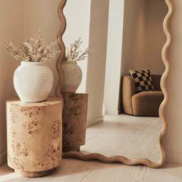 Marea - Light Wood Wavy Retro Full Length Mirror 170cm x 80cm - thumbnail 5