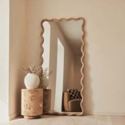 Marea - Light Wood Wavy Retro Full Length Mirror 170cm x 80cm - thumbnail 1