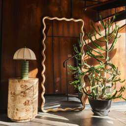 Marea - Light Wood Wavy Retro Full Length Mirror 170cm x 80cm - thumbnail 3