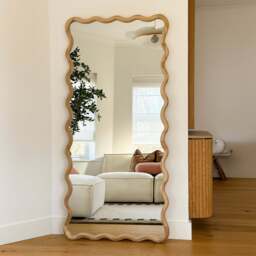 Marea - Light Wood Wavy Retro Full Length Mirror 170cm x 80cm - thumbnail 2