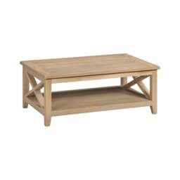 Tetbury X Leg Coffee Table With Shelf in Natural Oak - thumbnail 3
