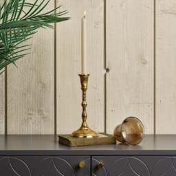 Candle Stick in Light Gold with Removable Taper Bell Tealight Holder in Brown - thumbnail 2