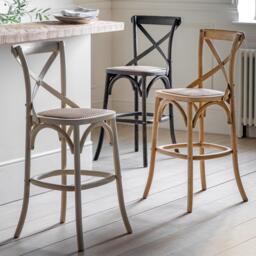 Cafe Stool Oak/Rattan (Set of 2) - thumbnail 4