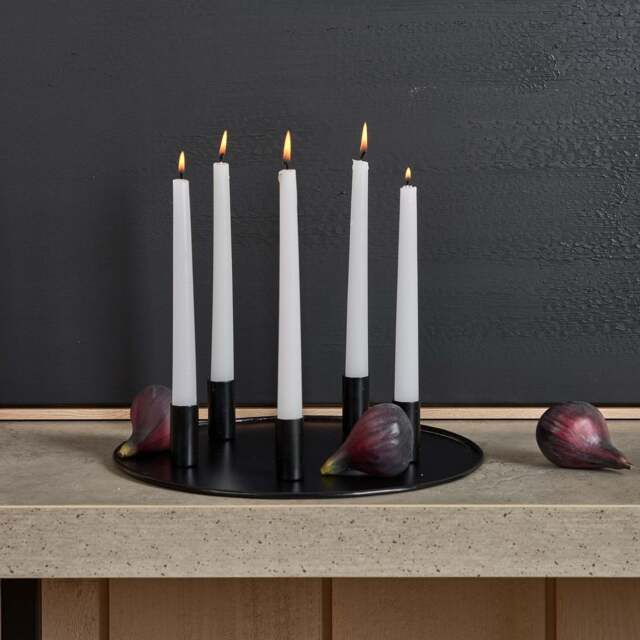 Magentic Metal Candle Holder Tray w/5 holders in Matt Black - image 1