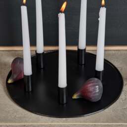 Magentic Metal Candle Holder Tray w/5 holders in Matt Black - thumbnail 2