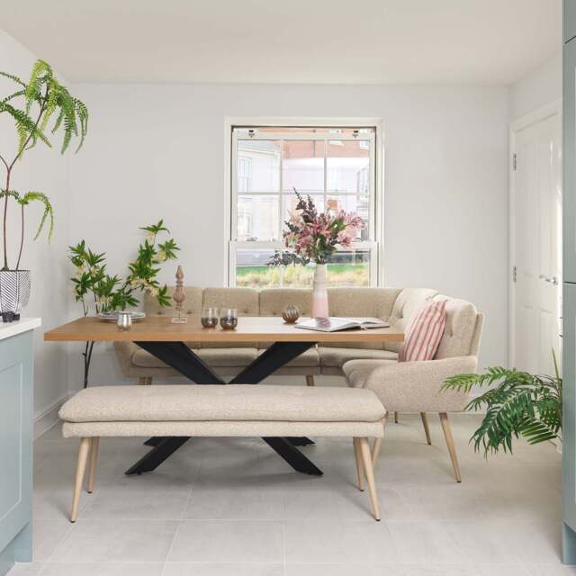 Jupiter 180cm Dining Table - Smoked Oak - With Sloane Corner & Low Bench - image 1