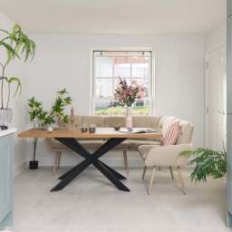 Jupiter 180cm Dining Table - Smoked Oak - With Sloane Corner & Low Bench - thumbnail 3
