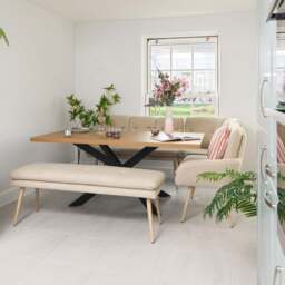 Jupiter 180cm Dining Table - Smoked Oak - With Sloane Corner & Low Bench - thumbnail 2